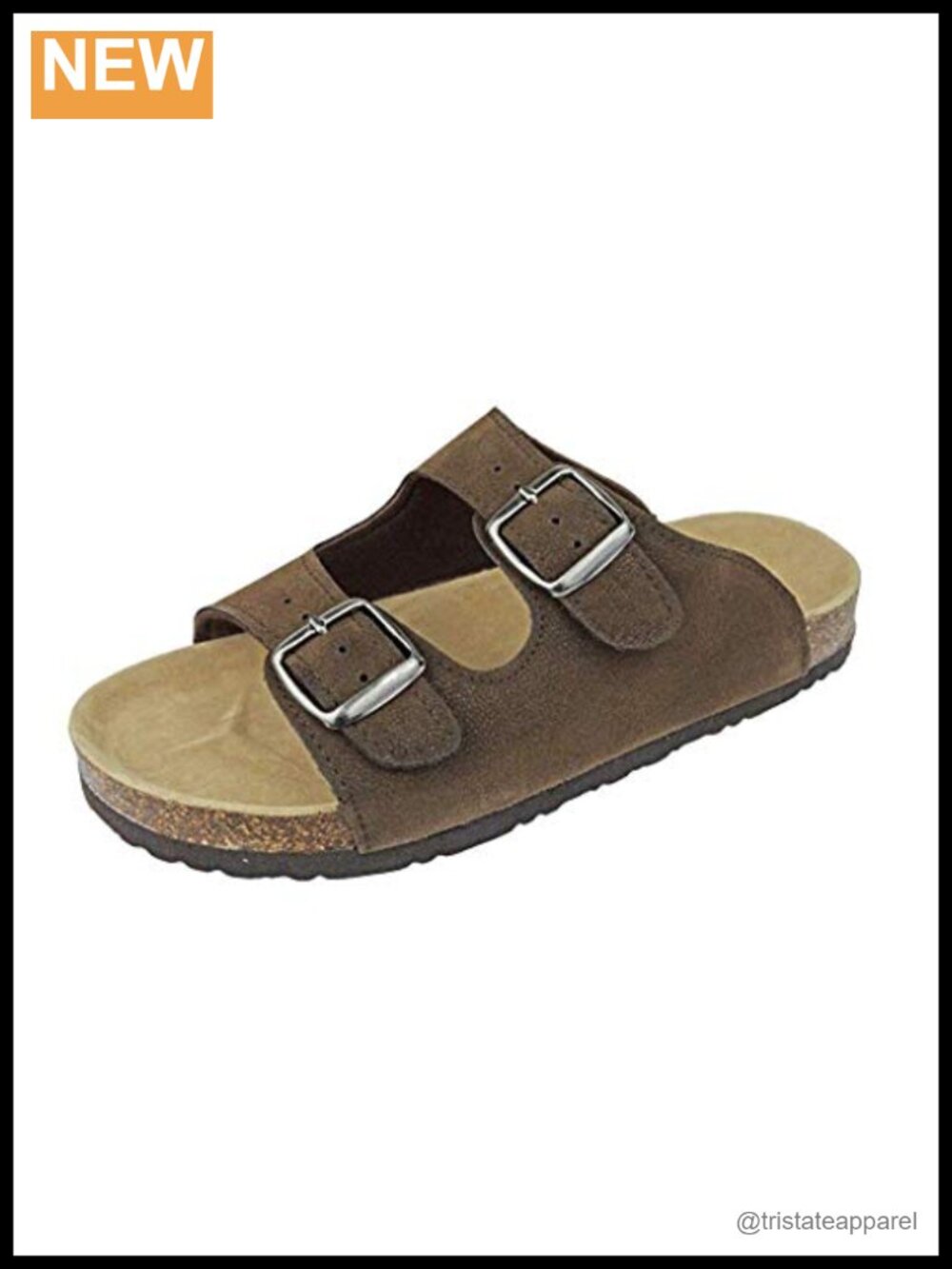 OUTWOODS Bork-46 Vegan Leather Adjustable Double-Strap Slip-On Sandals